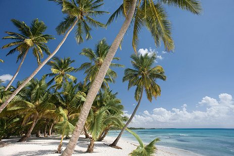 Karibik: Weisser Sand, türkisfarbenes Wasser und paradiesische tropische Landschaften.