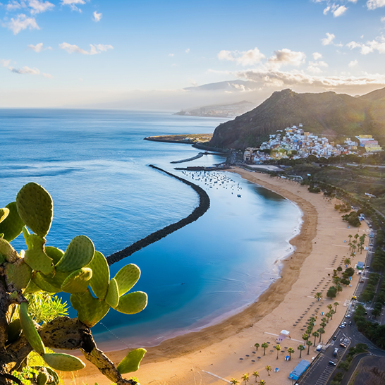 Atemberaubende Aussicht auf Teneriffa, eine der Kanarischen Inseln, mit typischer Natur und Küstenlinie.